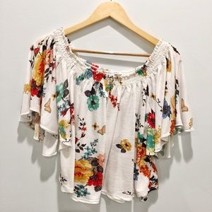 Floral crop top off the shoulder